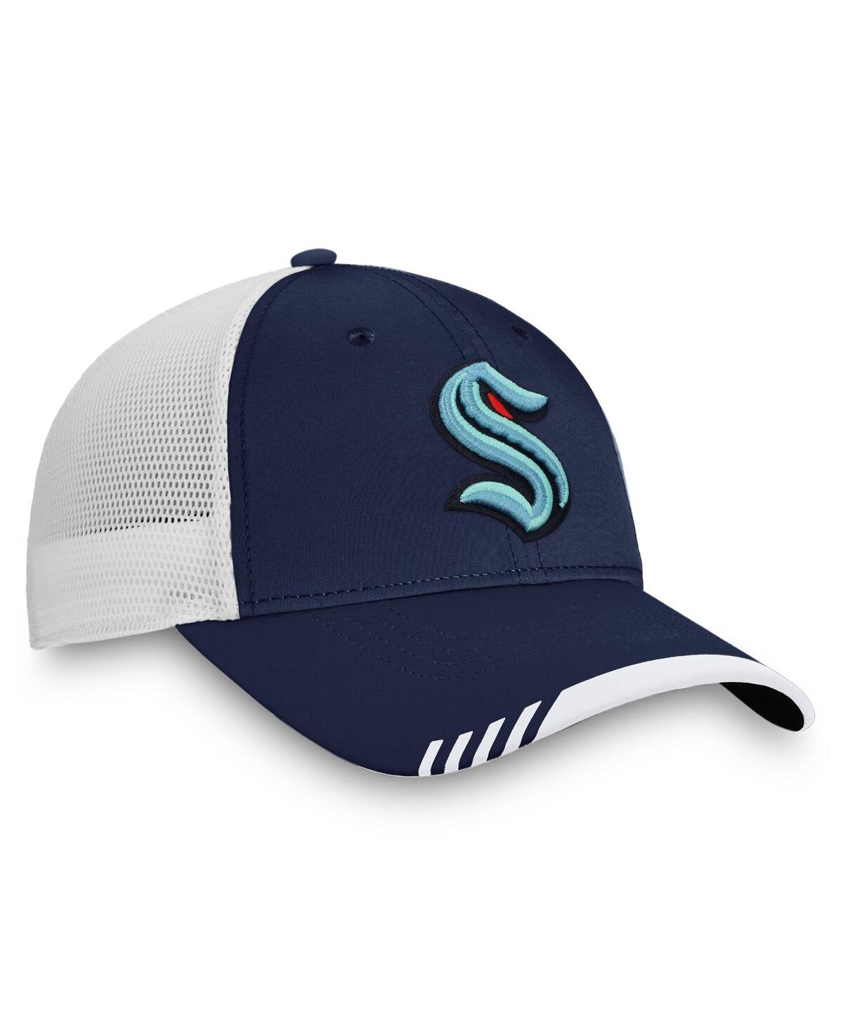Fanatics Men's Navy Seattle Kraken Authentic Pro Locker Room Trucker Adjustable Hat In Blue