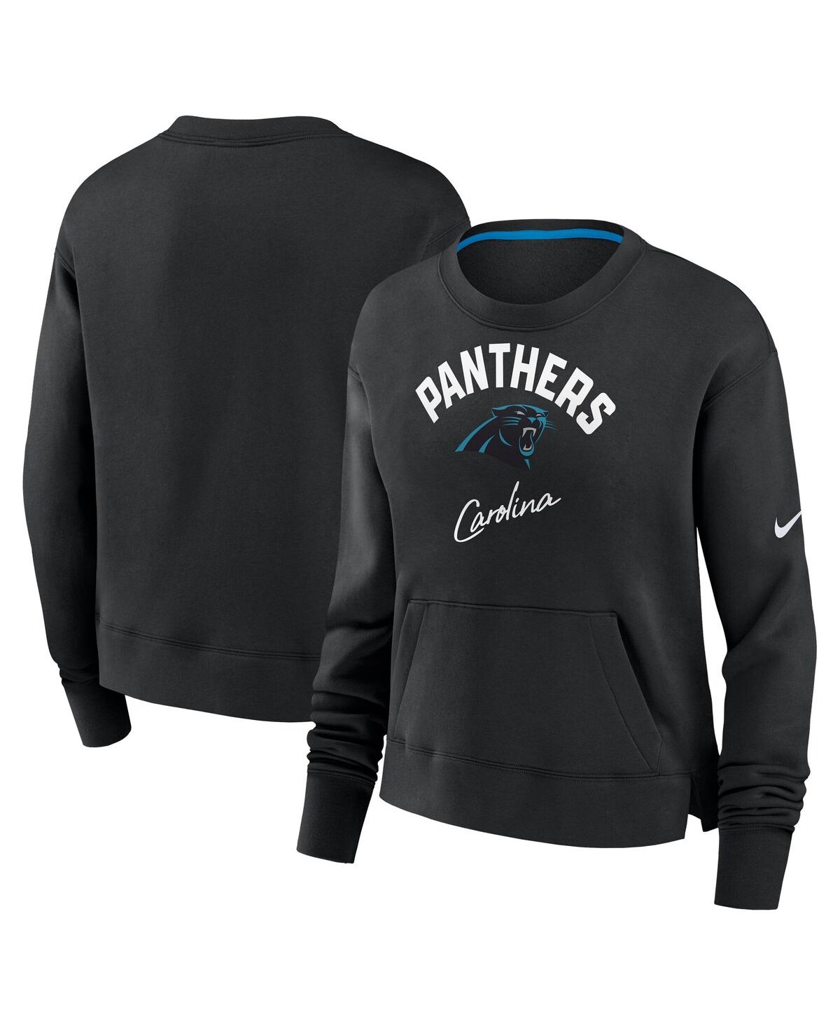 Nike Black Carolina Panthers High Hip Pullover Sweatshirt In Black
