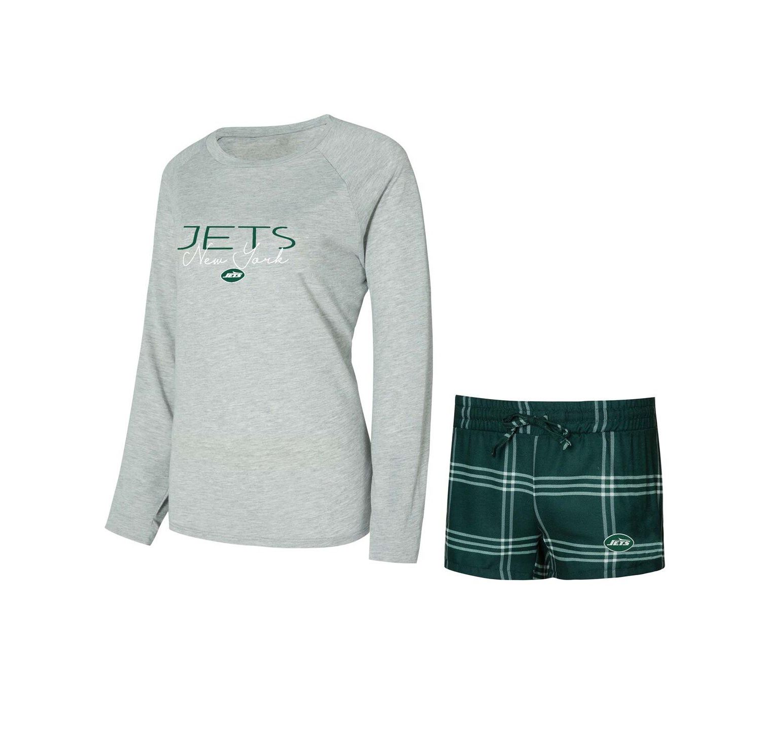 Women's 2-Piece Green/Gray New York Jets Petition Raglan Long Sleeve Top and Shorts Set