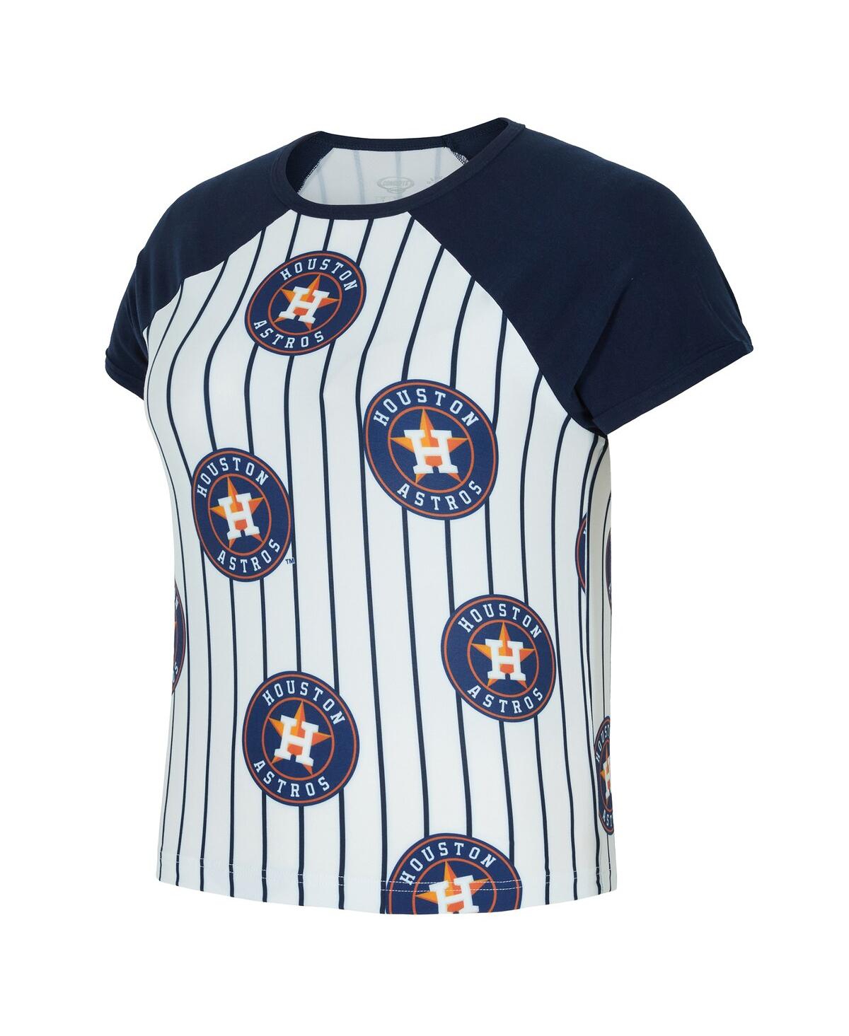 Concepts Sport Women's White Houston Astros Outbound Pinstripe Raglan Top In Multi