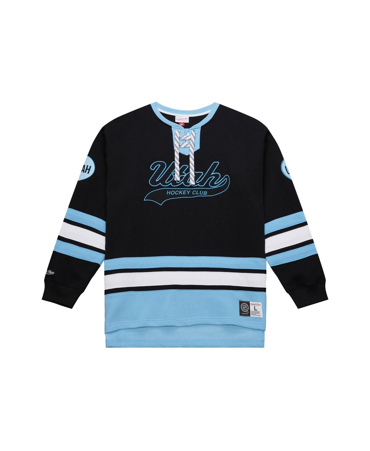 Mitchell & Ness Men's Black Utah Mammoth Heritage Lace-up Pullover Sweatshirt In Black