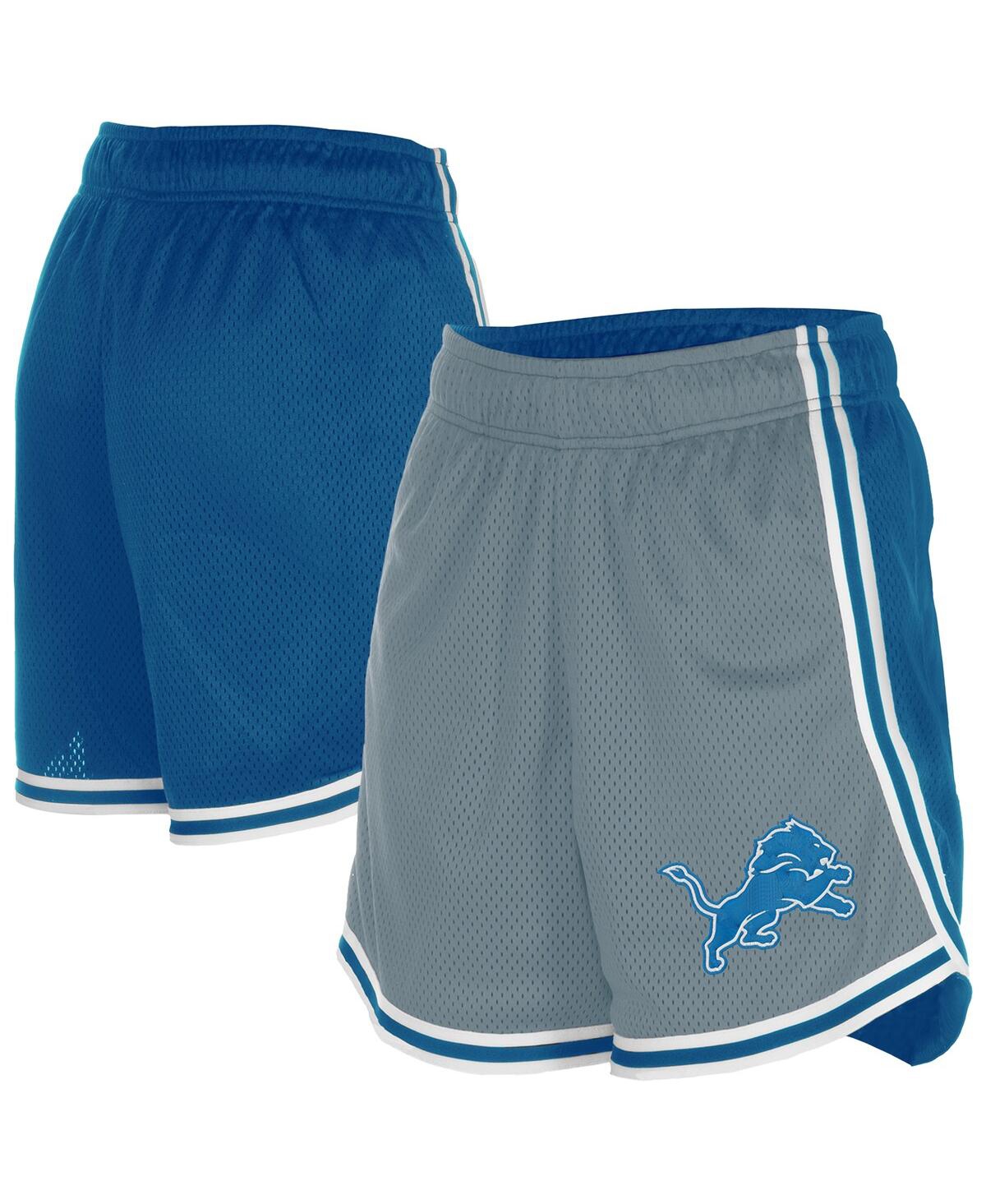 Women's Silver/Blue Detroit Lions Sport Classics Mesh Shorts - Silver, Blue