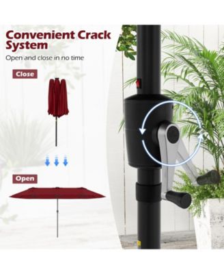 15.5 FT Double-sided Patio Umbrella with Solar Lights Outdoor Twin Size Umbrella