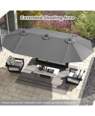 15.5 FT Double-sided Patio Umbrella with Solar Lights Outdoor Twin Size Umbrella
