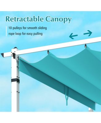 12' x 10' Outdoor Pergola w/ Retractable Canopy Aluminum Frame Anchors Patio