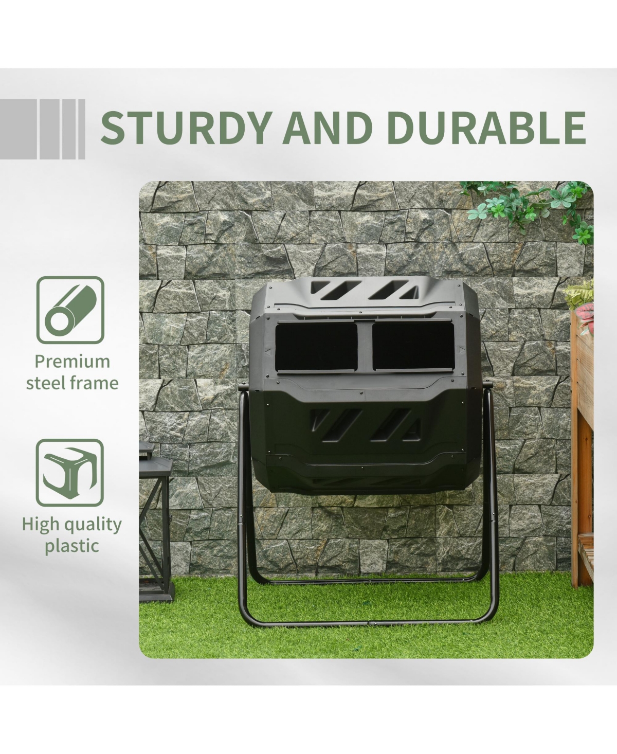 Outsunny Tumbling Compost Bin Outdoor 360
