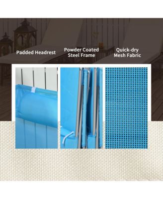 2-Piece Folding Chaise Lounge, Reclining Pool Chairs,