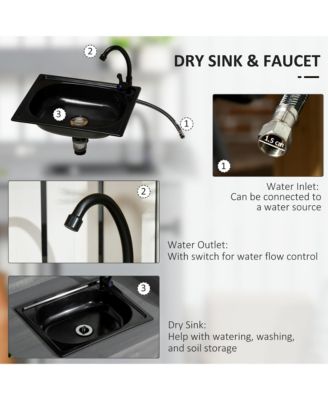 Potting Bench Prep Table w/Faucet, Sink and Storage,