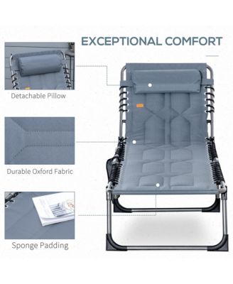 Outdoor Padded Folding Chaise Lounge Chair with Reclining,