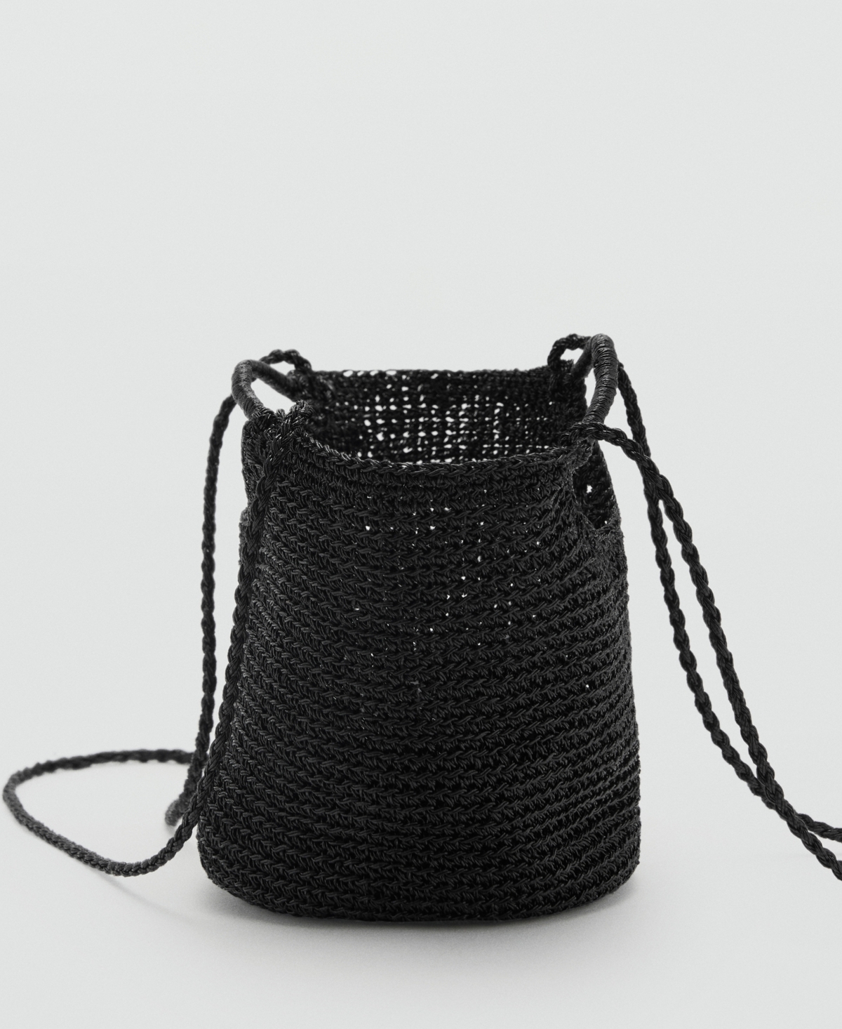 Mango Women's Mini Woven Crossbody Bag In Black