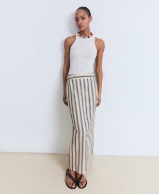 Women's Striped Linen Skirt