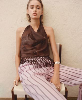 Women's Striped Ramie Pants