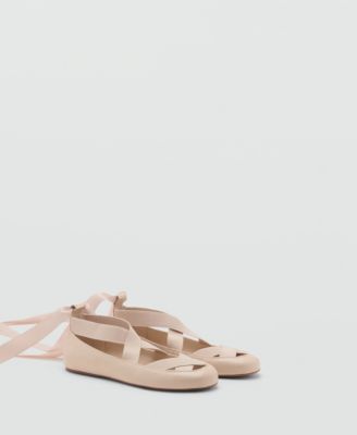 MANGO - Women's Criss-Cross Strap Ballet Flats