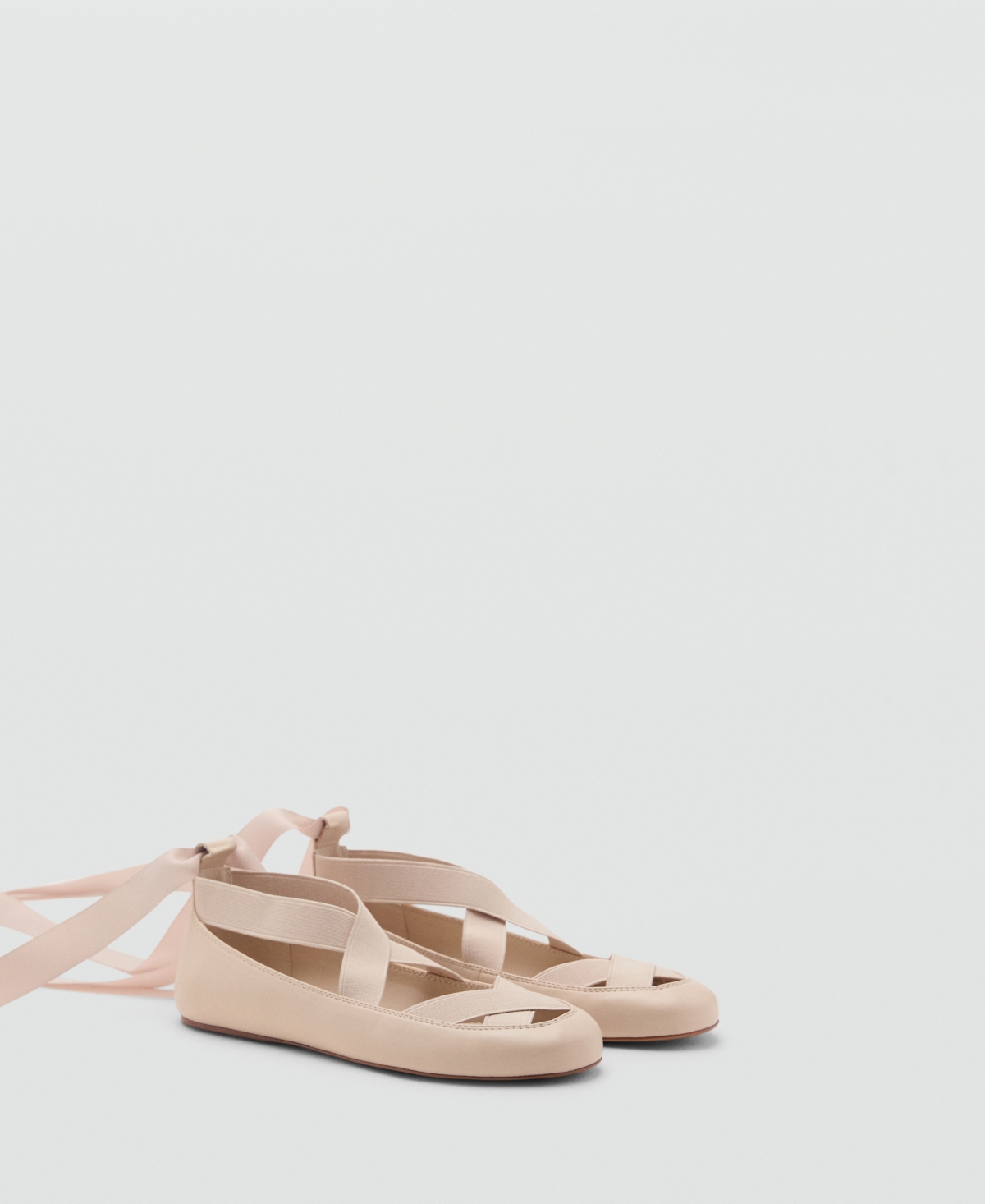 Mango Ankle Wrap Ballet Flat In Pink
