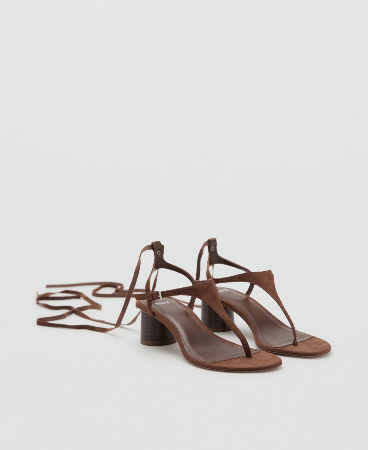 Women's Suede Leather Heeled Sandals - Chocolate
