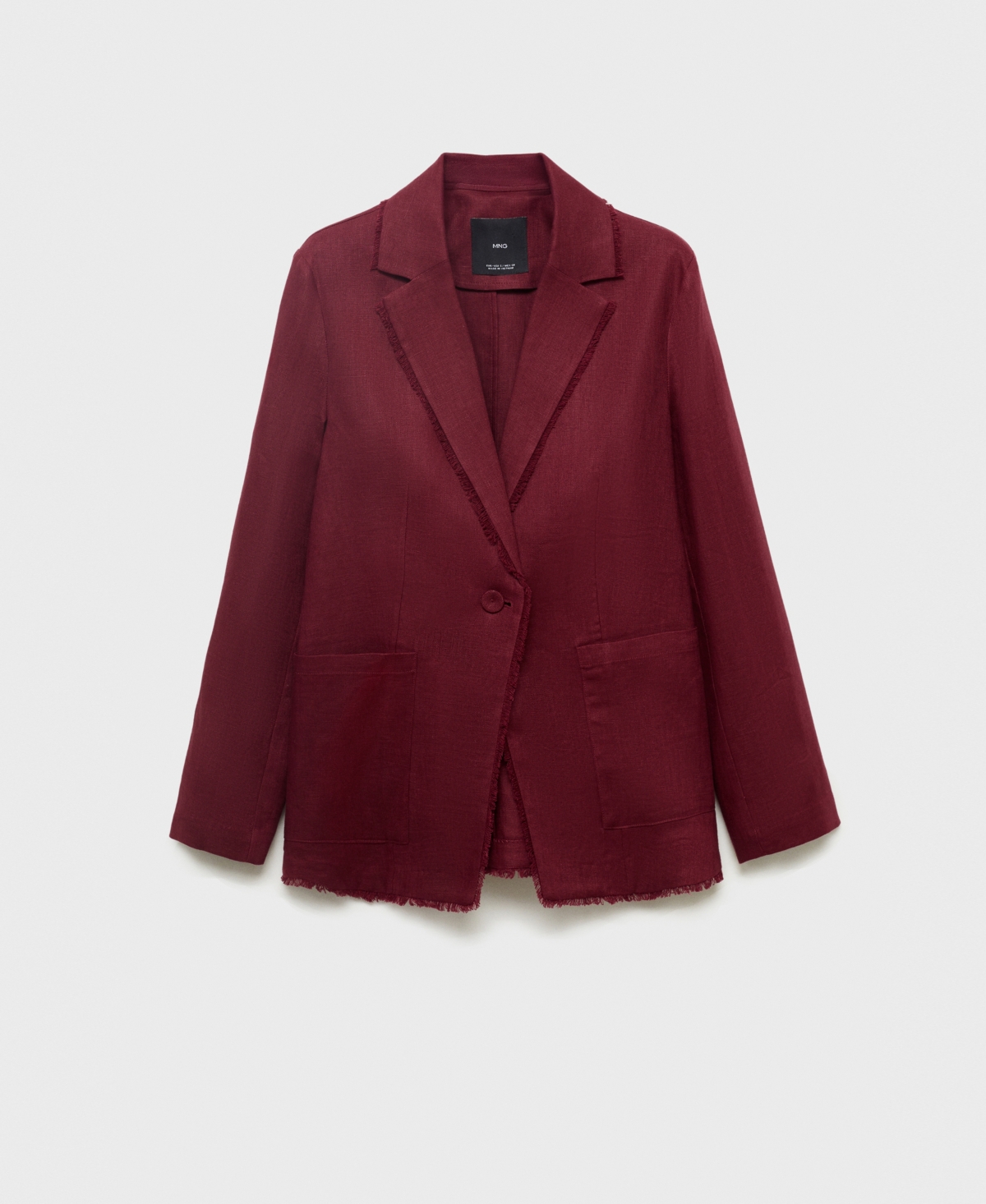Women's Frayed Ends Linen Suit Blazer - Wine