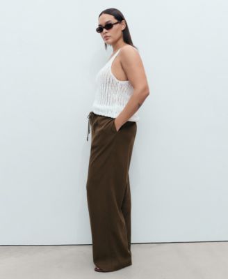 Women's Linen-Blend Elastic Waist Pants