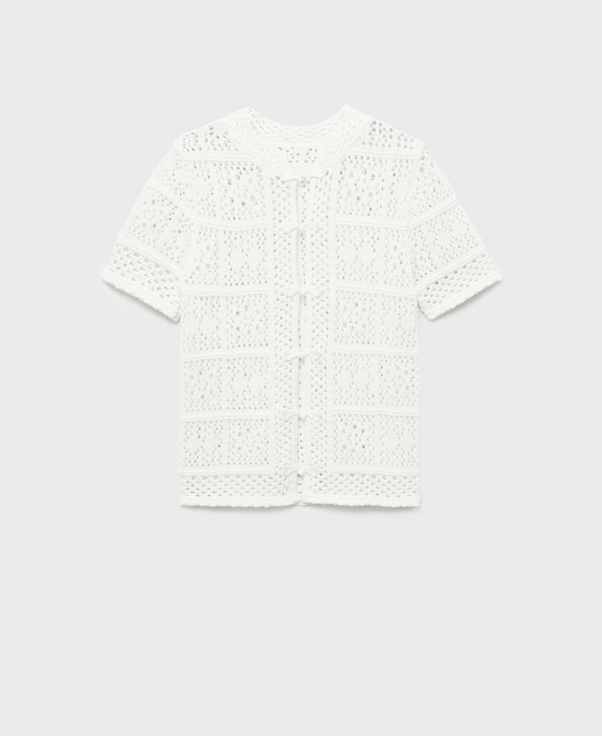 Women's Short-Sleeved Crochet Cardigan - White
