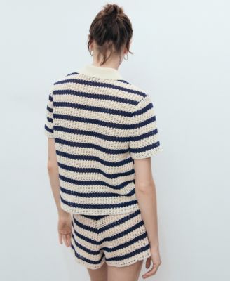 Women's Short-Sleeved Striped Cardigan
