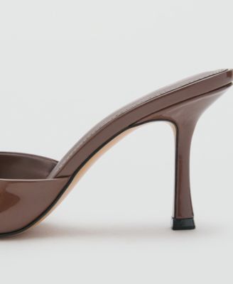 Women's Patent Leather Effect Heeled Sandals