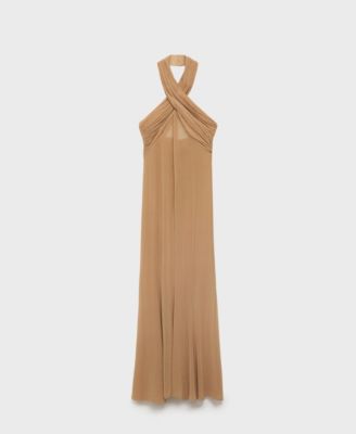 Women's Crossed Neckline Long Semi-Transparent Dress