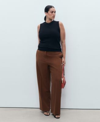 MANGO - Women's Straight Mid-Rise Pants