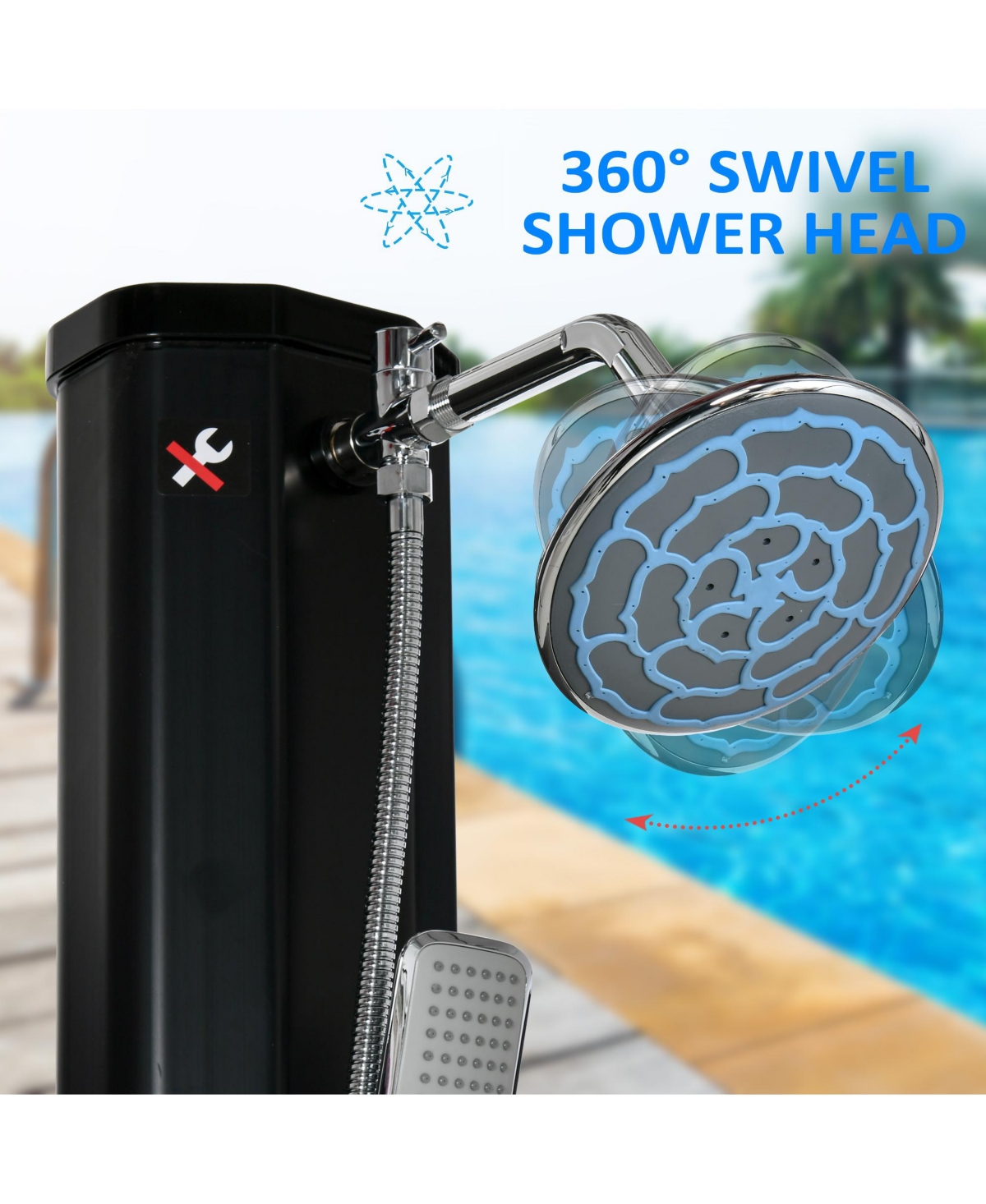 Outsunny Outdoor Solar-Powe Sding Shower with Temperature Adjustment