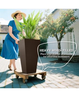 28" Tall Plastic Flower Pot, Set of 3, Large Outdoor & Indoor