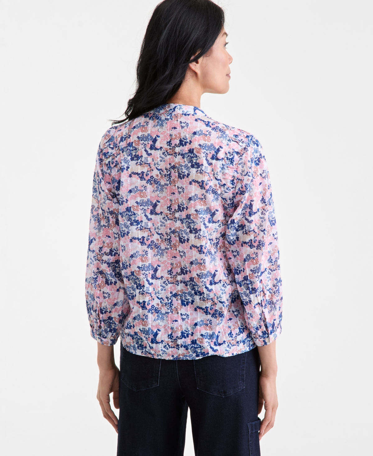 Style & Co Women's Printed Cotton Button-front Blouse, Exclusively At Macy's In Multi