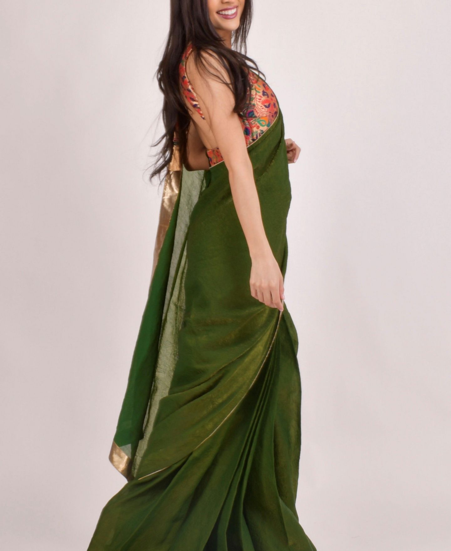 RAAS Women's Brocade Pre-Pleated Saree, цвет: Зелёный — фото 2