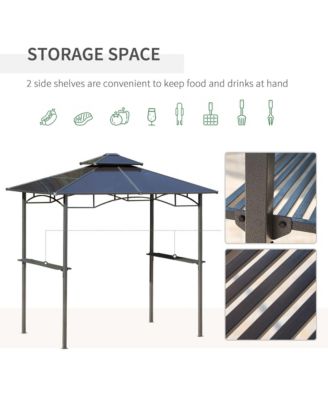 8' x 5' Barbecue Grill Gazebo Tent w/ Side Shelves PC Roof,