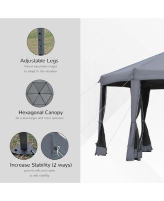 13' x 13' Pop Up Hexagonal Canopy Tent w/ Mesh Sidewalls,
