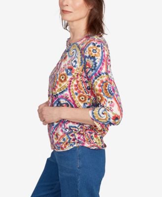 Women's Paisley Three Quarter Sleeve Top