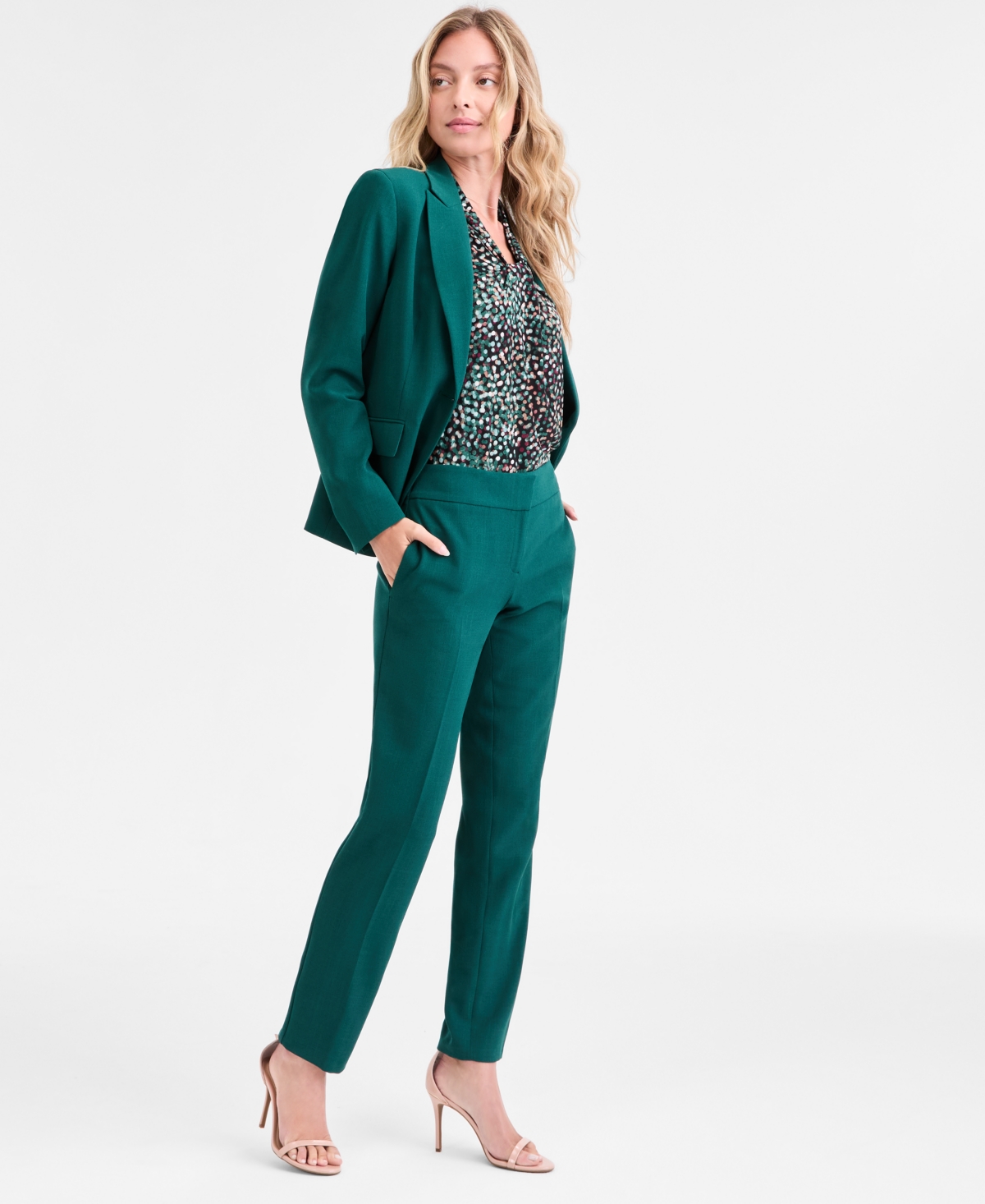 Kasper Women's Stretch Crepe Slim Leg Pant, Regular & Petite Sizes In Green