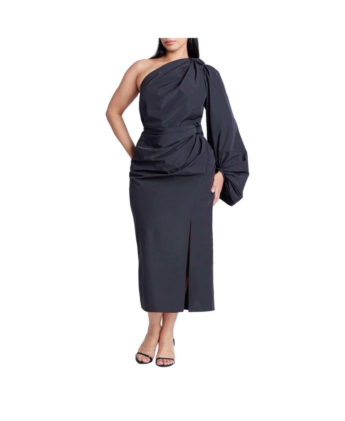 Women's One Shoulder Dress - Black onyx