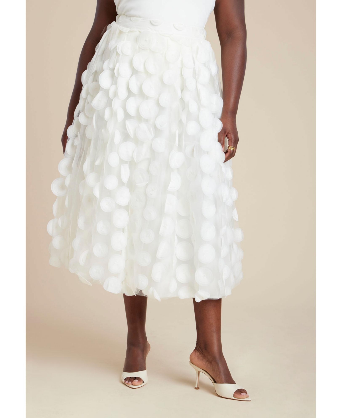 Women's Plus Size Dimensional Dot Full Skirt - Jet stream