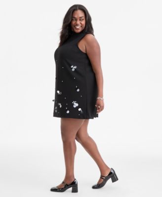 Trendy Plus Size Embellished Sleeveless Shift Dress, Macy's Exclusive