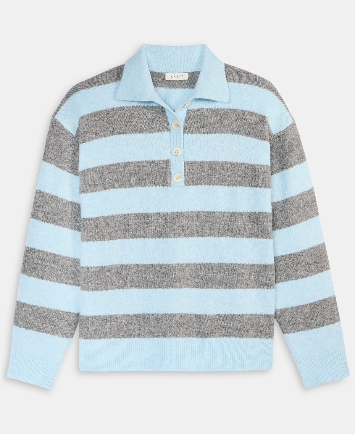 On 34th Women's Brushed Striped Polo Sweater, Macy's Exclusive In Blue