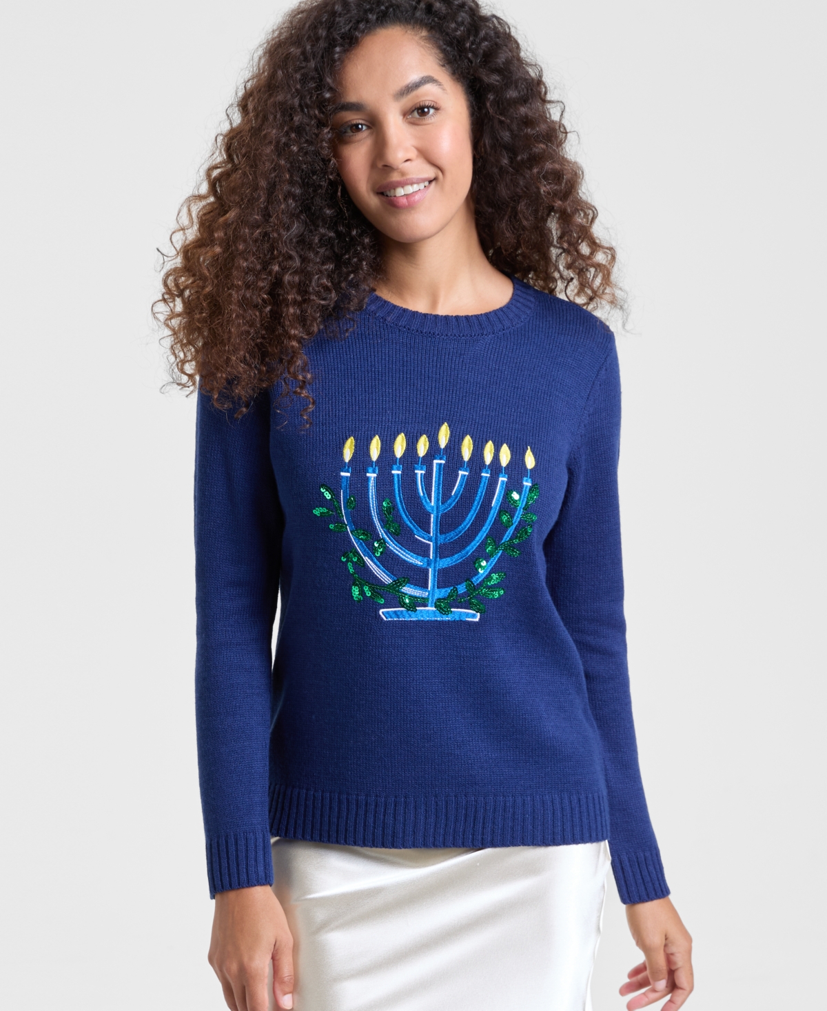 Holiday Lane Women's Menorah Graphic Sweater