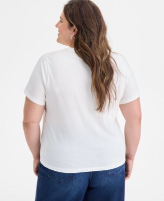 Trendy Plus Size Metallic Message Print T-Shirt, Macy's Exclusive