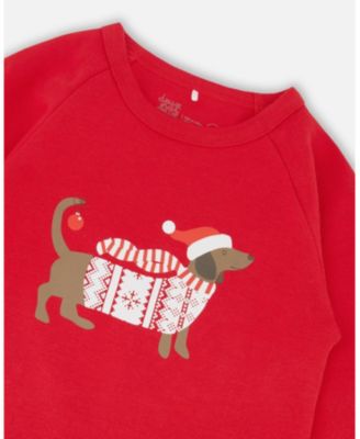 Kids Unisex Cotton Two-Piece Pajama Set Red and White Fairisle - Toddler|Child