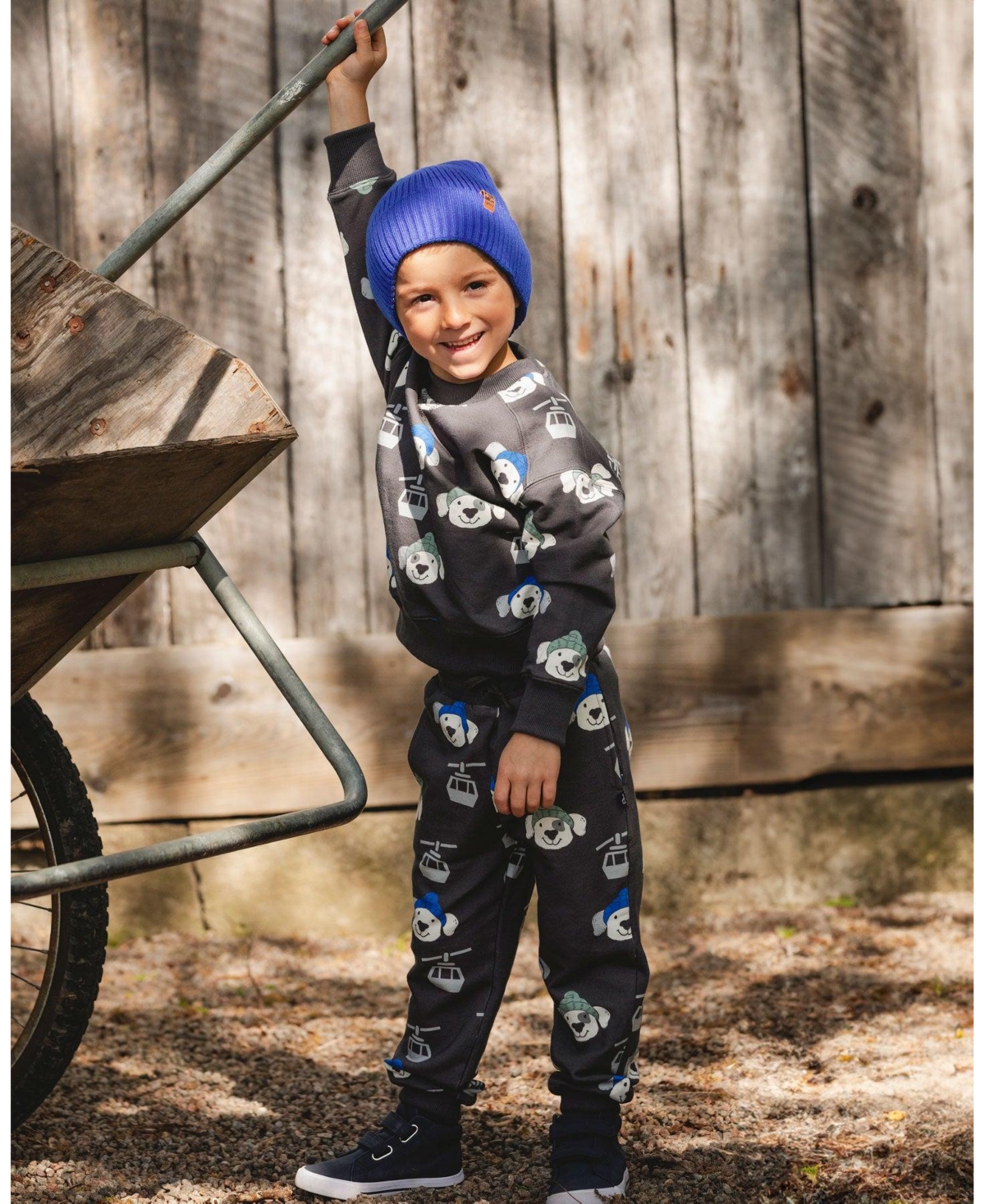 Deux par Boy Fleece Sweatpants Gray Dog Print - Child