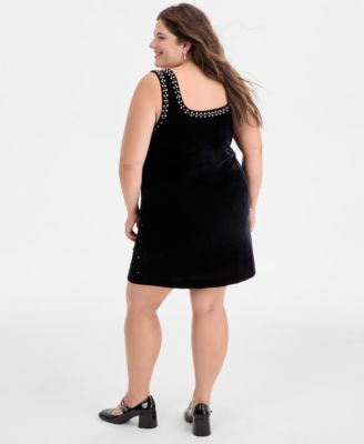 Trendy Plus Size Rhinestone-Embellished Mini Dress, Macy's Exclusive