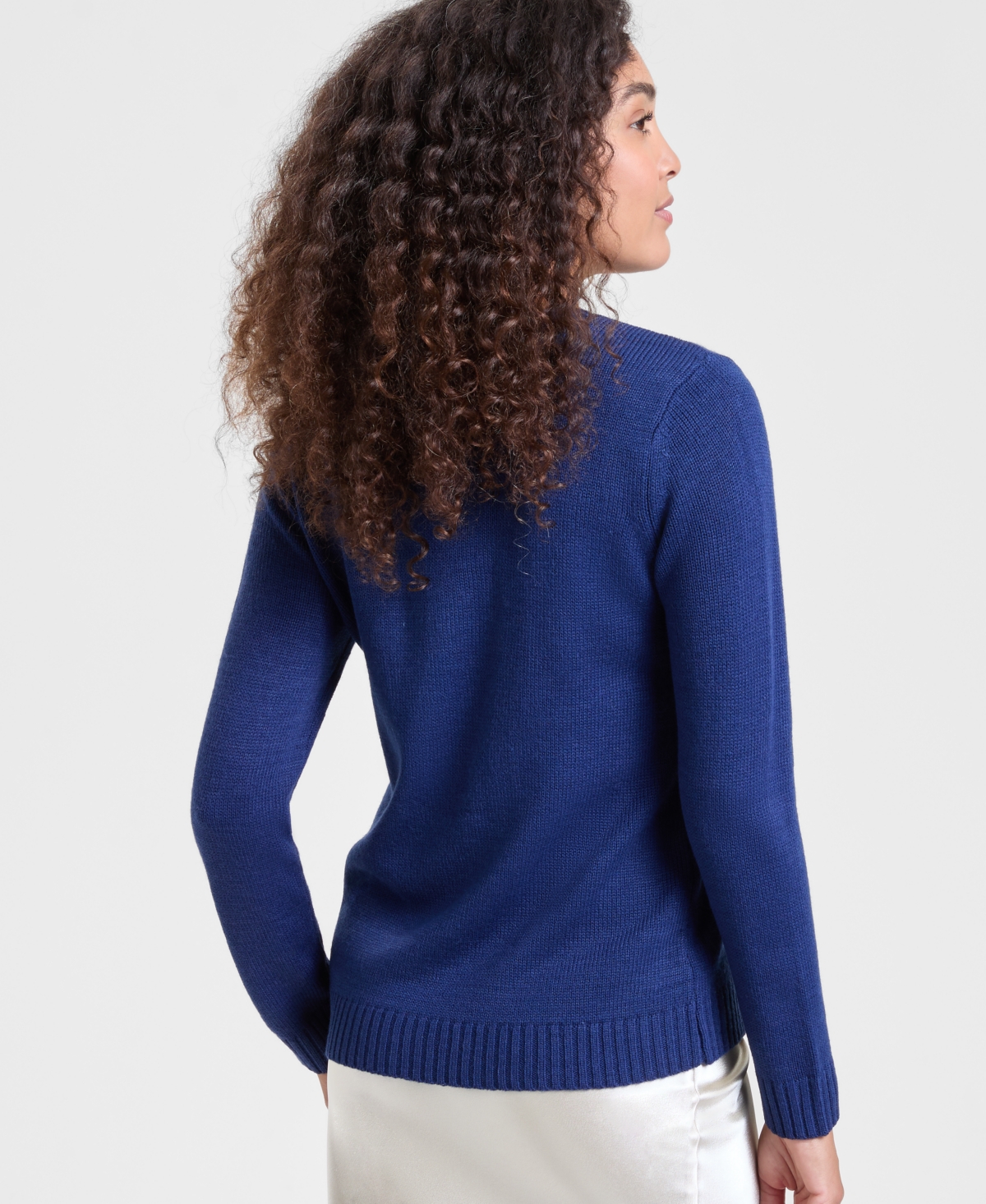 Holiday Lane Women's Menorah Graphic Sweater In Blue