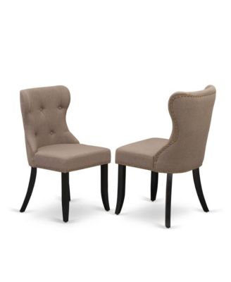 5-Piece Modern Dining Set with Rectangular Wooden Table and 4 Parson Chairs featuring Linen Fabric Seats and Button Tufted Back