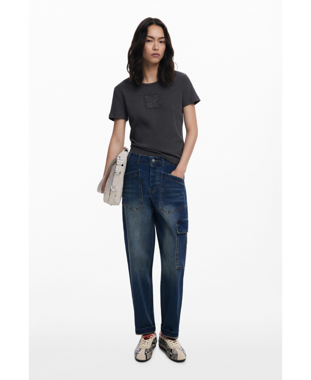 Desigual Women's Baggy Jeans With Pockets In Blue