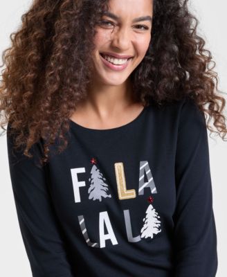 Petite Fa La La La Long-Sleeve Tee, Macy's Exclusive