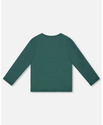 Little Girls Cotton Long Sleeve T-Shirt Dark Green - Toddler|Child
