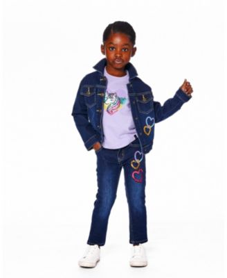 Girl Cotton Long Sleeve T-Shirt Lavender with Sequin Unicorn - Toddler|Child