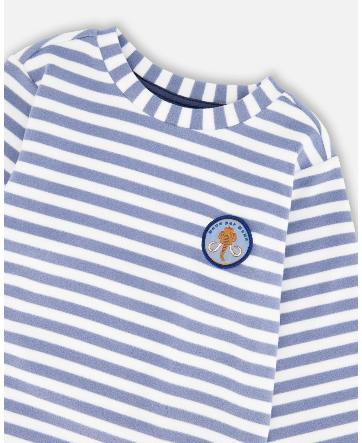 Deux par Boy Super Soft Long Sleeve Striped Jersey T-Shirt Light Blue